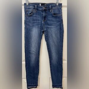 Kut From The Kloth Skinny Low Ankle Medium Wash Blue Denim Jeans Logo Womens 4